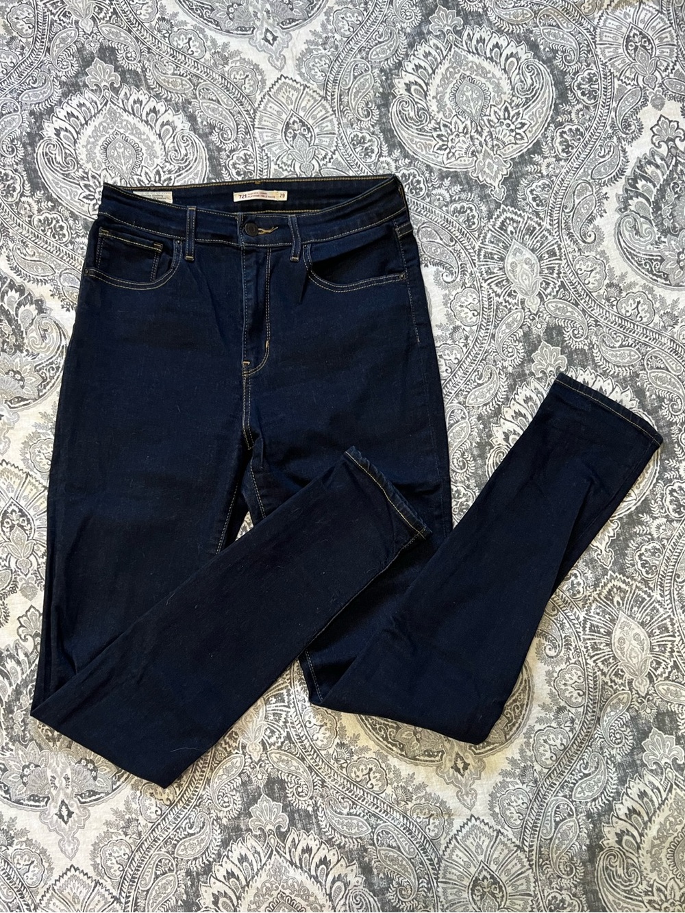 021 Levi's 721 High Rise Skinny Jeans - Dark Blue